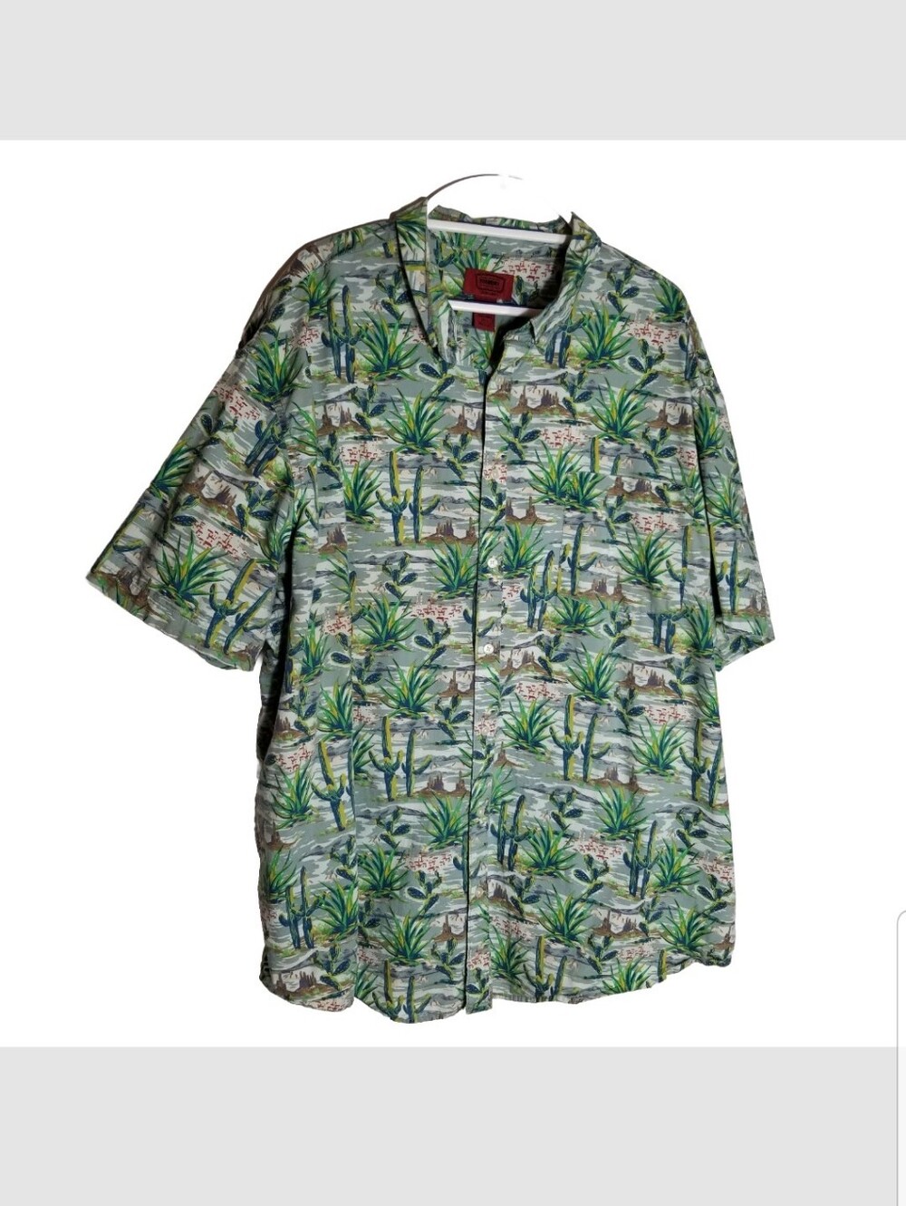 The Foundry Supply Shirt Men's 3XLT Desert Cactus Print Cotton Button Down